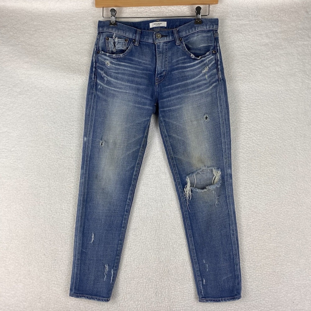 Moussy Vintage Jeans Womens 28 Blue Helendale Distressed Skinny Medium Wash READ